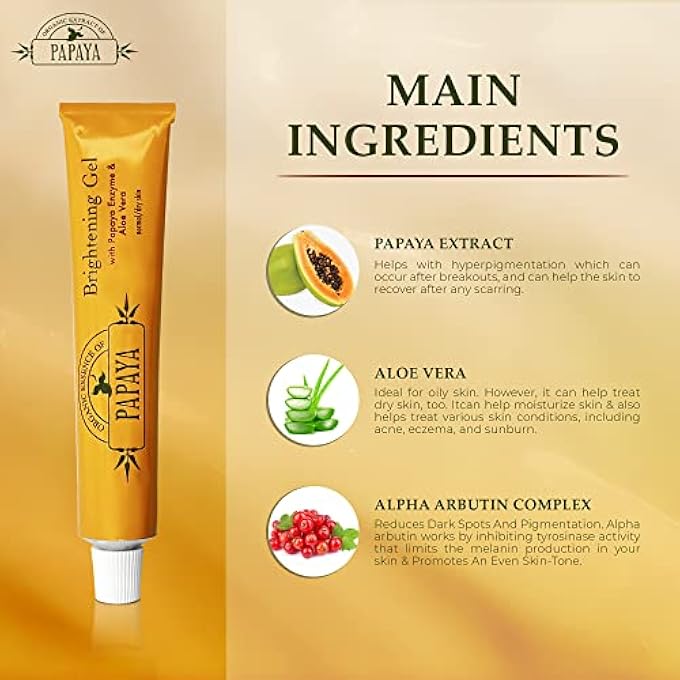 MITCHELL BRANDS ORGANIC ESSENCE OF PAPAYA BRIGHTENING CREAM - 1.76 FL OZ / 50G - SKIN CLARIFYING GEL - BOOST SKIN RADIANCE, EVEN OUT SKIN TONE - SKIN MOISTURIZING CREAM WITH ALPHA ARBUTIN, ALOE VERA, PAPAYA EXTRACT - Image 2